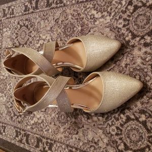 Silver cross-strap heels